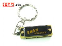 SWAN 天鹅 MINI 4孔口琴钥匙链（黑色）KS005