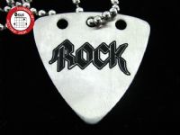 GsusMusic 钛钢金属拨片项链 ROCK 摇滚（银色）