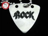 GsusMusic 钛钢金属拨片项链 ROCK 摇滚（银色）