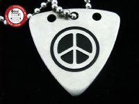 GsusMusic 钛钢金属拨片项链 Peace 和平 反战（银色）