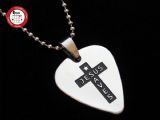 新款 GsusMusic 钛钢金属拨片项链 十字架 基督教 耶稣拯救 Jesus Saves（银色） 