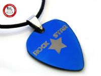 经典系列 GsusMusic 钛钢金属吉他拨片项链 五角星 ROCK STAR 摇滚明星（炫蓝）