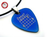 经典系列 GsusMusic 钛钢金属吉他拨片项链 Jesus or Gsus 和弦（炫蓝）