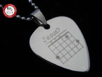 经典系列 GsusMusic 钛钢金属吉他拨片项链 Jesus or Gsus 和弦（银白）