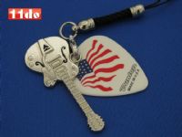 Dunlop可卸式金属吉他拨片手机链，手机挂件（美酷 America Spirit 美旗飘扬）
