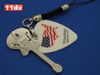 Dunlop可卸式金属吉他拨片手机链，手机挂件（美酷 America Spirit 美旗地图）