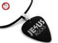 2012款 GsusMusic 钛钢金属吉他拨片项链 JESUS ROCKS 耶稣是磐石（酷黑） 