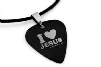 2013款 GsusMusic 钛钢金属吉他拨片项链 ILoveJesus我爱耶稣（黑色） 