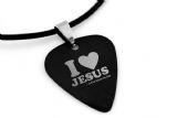 2013款 GsusMusic 钛钢金属吉他拨片项链 ILoveJesus我爱耶稣（黑色） 