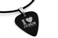 2013款 GsusMusic 钛钢金属吉他拨片项链 ILoveJesus我爱耶稣（黑色） 