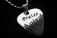 2013款 GsusMusic 钛钢金属吉他拨片项链 敬拜赞美 Praise 基督教（银色） 
